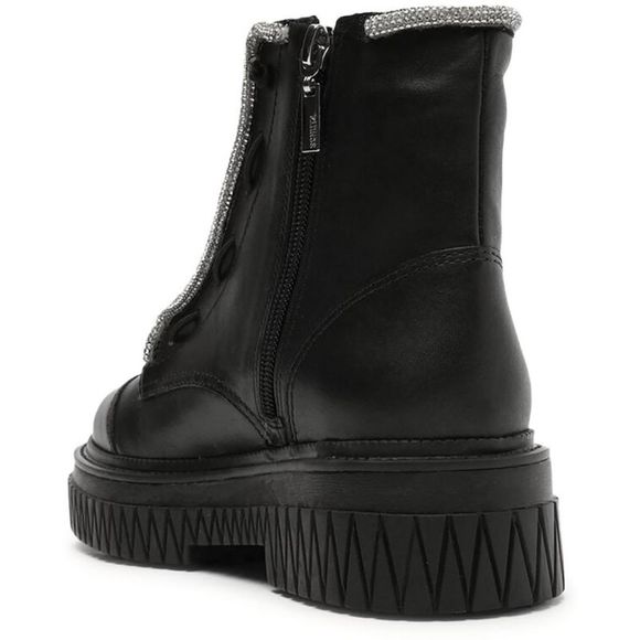 Schutz Womens AMIRAH Black Faux Leather Lug Sole Block Chunky Combat Boots - Picture 5 of 13